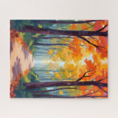 Autumn Path Fall Foliage Painting ジグソーパズル (横)