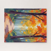 Autumn Path Fall Foliage Painting ジグソーパズル (横)