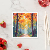 Autumn Path Fall Foliage Painting スタンダードカクテルナプキン (インサイチュ)