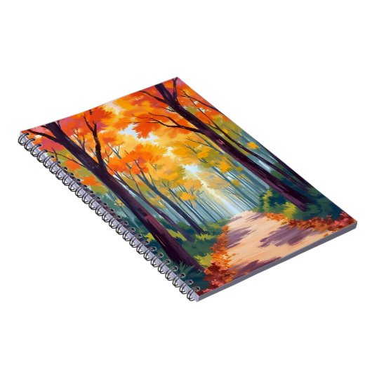 Autumn Path Fall Foliage Painting ノートブック (右側)