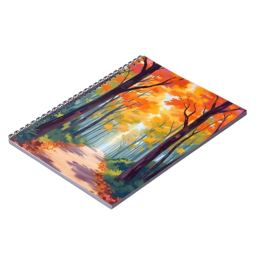 Autumn Path Fall Foliage Painting ノートブック (左側)