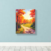 Autumn Path | Red Foliage Nature Landscape キャンバスプリント (インサイチュ (ウッドフロア))