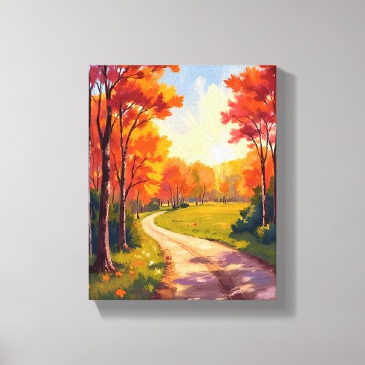 Autumn Path | Red Foliage Nature Landscape キャンバスプリント (正面)