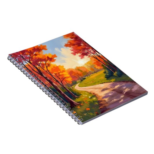 Autumn Path | Red Foliage Nature Landscape ノートブック (右側)