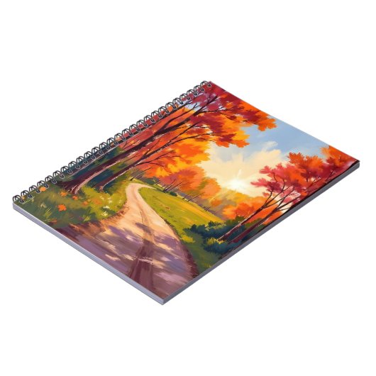 Autumn Path | Red Foliage Nature Landscape ノートブック (左側)