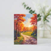 Autumn Path | Red Foliage Nature Landscape ポストカード (スタンド正面)