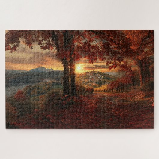 Autumn Path to a Village in Piedmont–Jigsaw Puzzle ジグソーパズル (横)