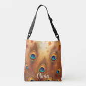 Autumn Peacock Feather Fall クロスボディバッグ (裏面)