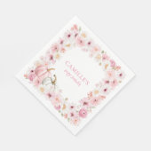 Autumn Pink Pumpkin Floral Baby Shower スタンダードランチョンナプキン (角)