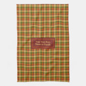 Autumn Plaid Dish Towel Custom Name Thanksgiving キッチンタオル (縦)