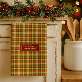 Autumn Plaid Dish Towel Custom Name Thanksgiving キッチンタオル