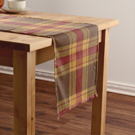 Autumn Plaid Faux Fabric Table Runner ミディアムテーブルランナー (インサイチュ)
