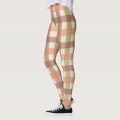 Autumn Plaid Pattern in Orange Green and Brown レギンス (左)