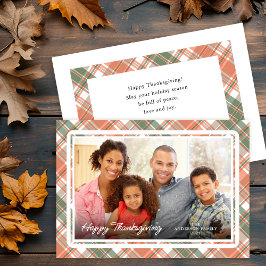 Autumn Plaid Thanksgiving Photo Flat Holiday Card シーズンカード