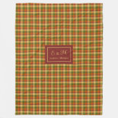 Autumn Plaid Throw Blanket Cozy Custom Name Accent フリースブランケット (正面)