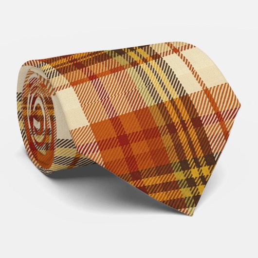 Autumn Plaid Warm Orange & Rust ネクタイ (ロール)