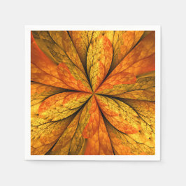 Autumn Plant, Modern Abstract Fractal Art Leaf スタンダードカクテルナプキン
