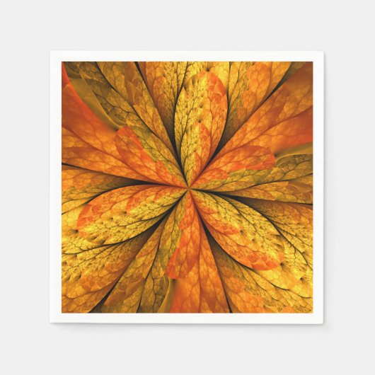 Autumn Plant, Modern Abstract Fractal Art Leaf スタンダードカクテルナプキン (正面)