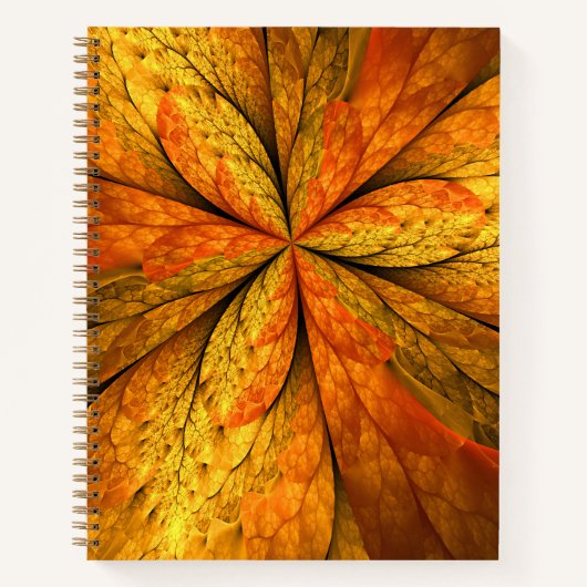 Autumn Plant, Modern Abstract Fractal Art Leaf ノートブック (正面)