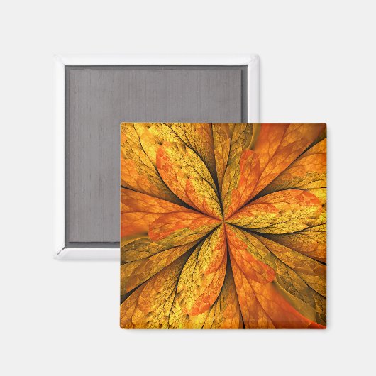 Autumn Plant, Modern Abstract Fractal Art Leaf マグネット (正面/裏面)