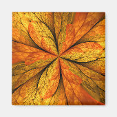 Autumn Plant, Modern Abstract Fractal Art Leaf マグネット (正面)