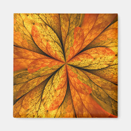 Autumn Plant, Modern Abstract Fractal Art Leaf マグネット