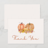 Autumn Pumpkin Baby Shower Thank You Card – Boho サンキューカード (正面/裏面)