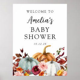 Autumn Pumpkin Baby Shower Welcome Foam Board ポスター