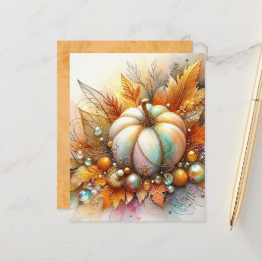 Autumn Pumpkin & Baubles Scrapbook Paper (正面/裏面インサイチュ)