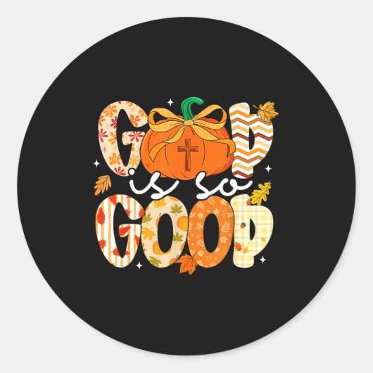 Autumn Pumpkin Christian Thanksgiving Faith God Is ラウンドシール (正面)