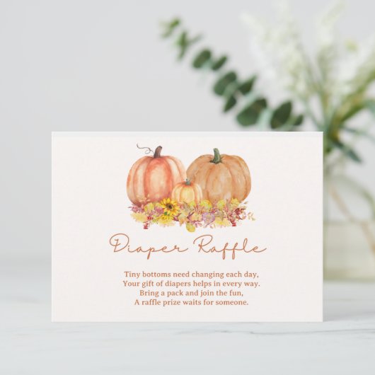 Autumn Pumpkin Diaper Raffle Card – Boho Fall サンキューカード (スタンド正面)