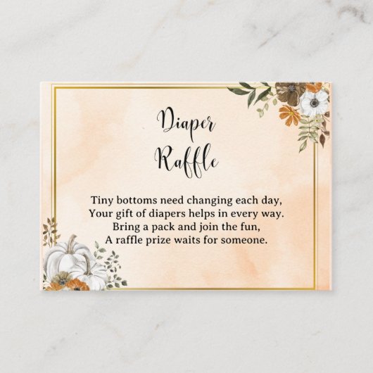 Autumn Pumpkin Diaper Raffle Card – Fall コーリングカード (正面)