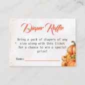 Autumn Pumpkin Diaper Raffle Ticket Baby Shower エンクロージャーカード (正面)