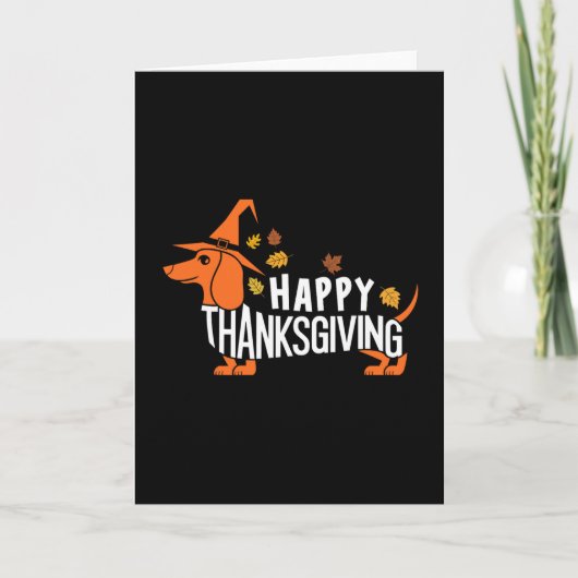 Autumn Pumpkin Fall Dachshund Thanksgiving Womens  カード (正面)
