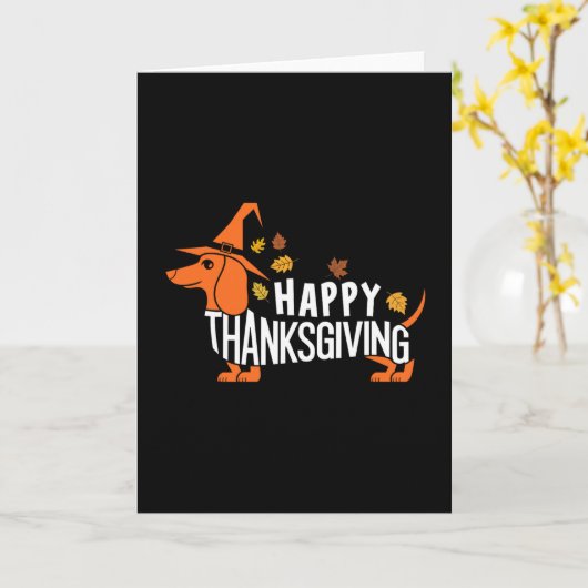Autumn Pumpkin Fall Dachshund Thanksgiving Womens  カード (黄色い花)
