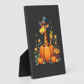 Autumn Pumpkin Fall Giraffe Thanksgiving Womens Me フォトプラーク (側面)