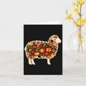 Autumn Pumpkin Fall Sheep Thanksgiving Womens Mens カード (黄色い花)