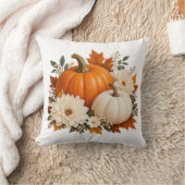 Autumn Pumpkin Floral Fall Leaves Home Decor クッション (ブランケット)