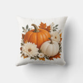 Autumn Pumpkin Floral Fall Leaves Home Decor クッション (裏面)