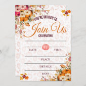Autumn Pumpkin Floral Invitation 招待状 (正面/裏面)