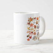 Autumn Pumpkin Floral Leaves Art ジャンボコーヒーマグカップ (正面右)