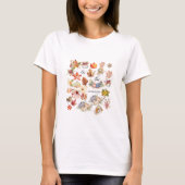 Autumn Pumpkin Floral Leaves Art Tシャツ (正面)