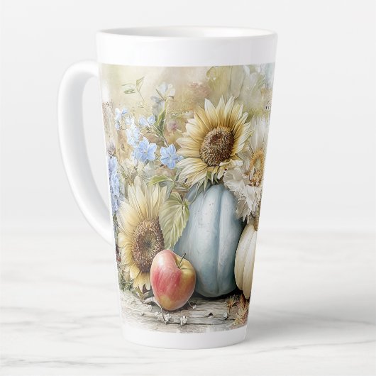 Autumn Pumpkin Floral Mug カフェラテマグ (左アングル)