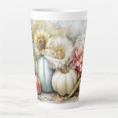 Autumn Pumpkin Floral Mug カフェラテマグ (正面)