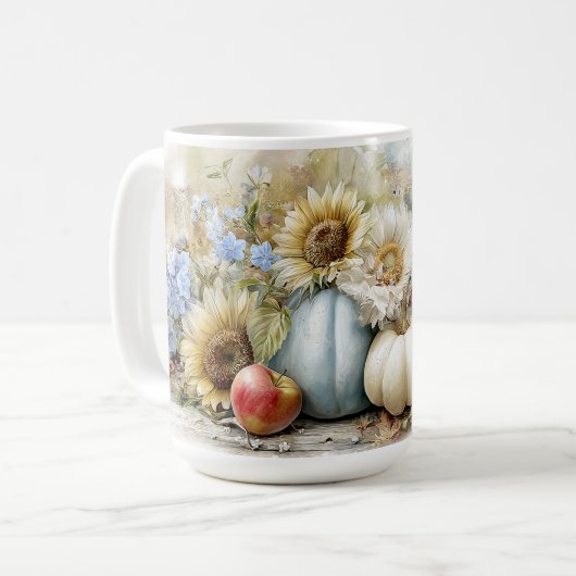 Autumn Pumpkin Floral Mug コーヒーマグカップ (正面左)