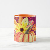 Autumn pumpkin floral orange purple wine マグカップ (中央)