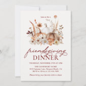 Autumn Pumpkin Floral Rustic Friendsgiving Dinner 招待状 (正面)