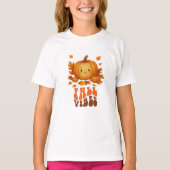 Autumn pumpkin illustration & Fall Vibes script Tシャツ (正面)