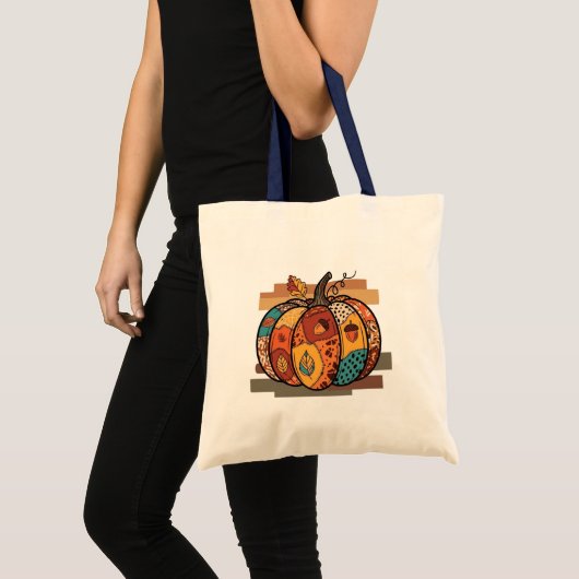  Autumn pumpkin patchwork tote bag トートバッグ (正面(商品))