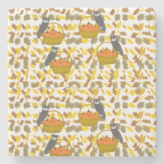 Autumn Pumpkin Pattern Absorbent Stone Coaster Set ストーンコースター (正面)